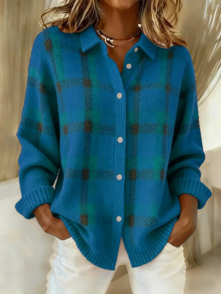 Ruthie | Cozy Plaid Knit Cardigan