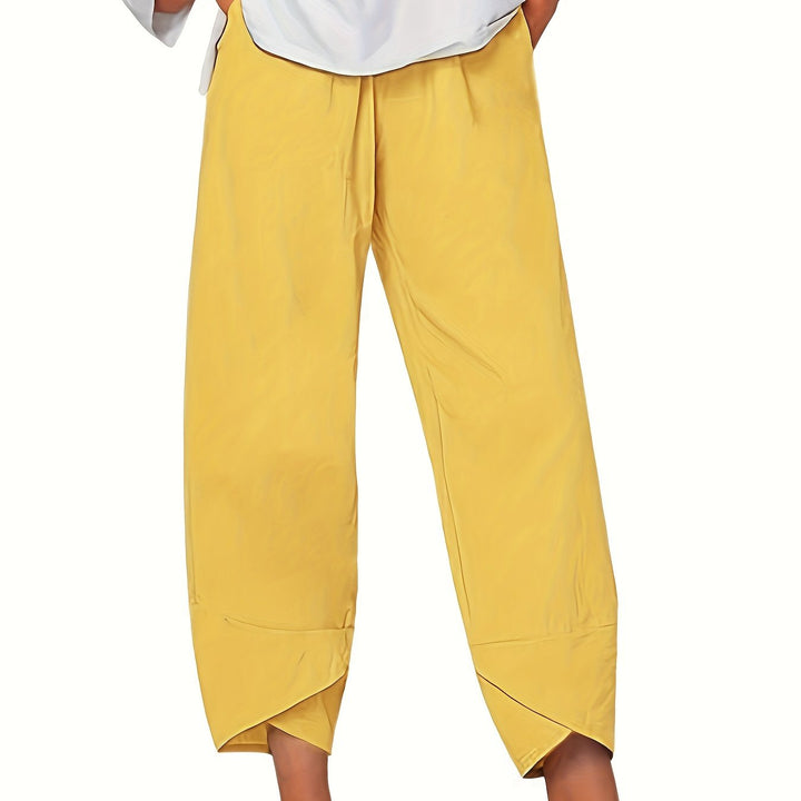 Anna - Asymmetric Hem Cropped Trousers