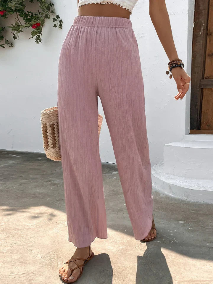 Olivia - Navy Breeze Wide-Leg Trousers