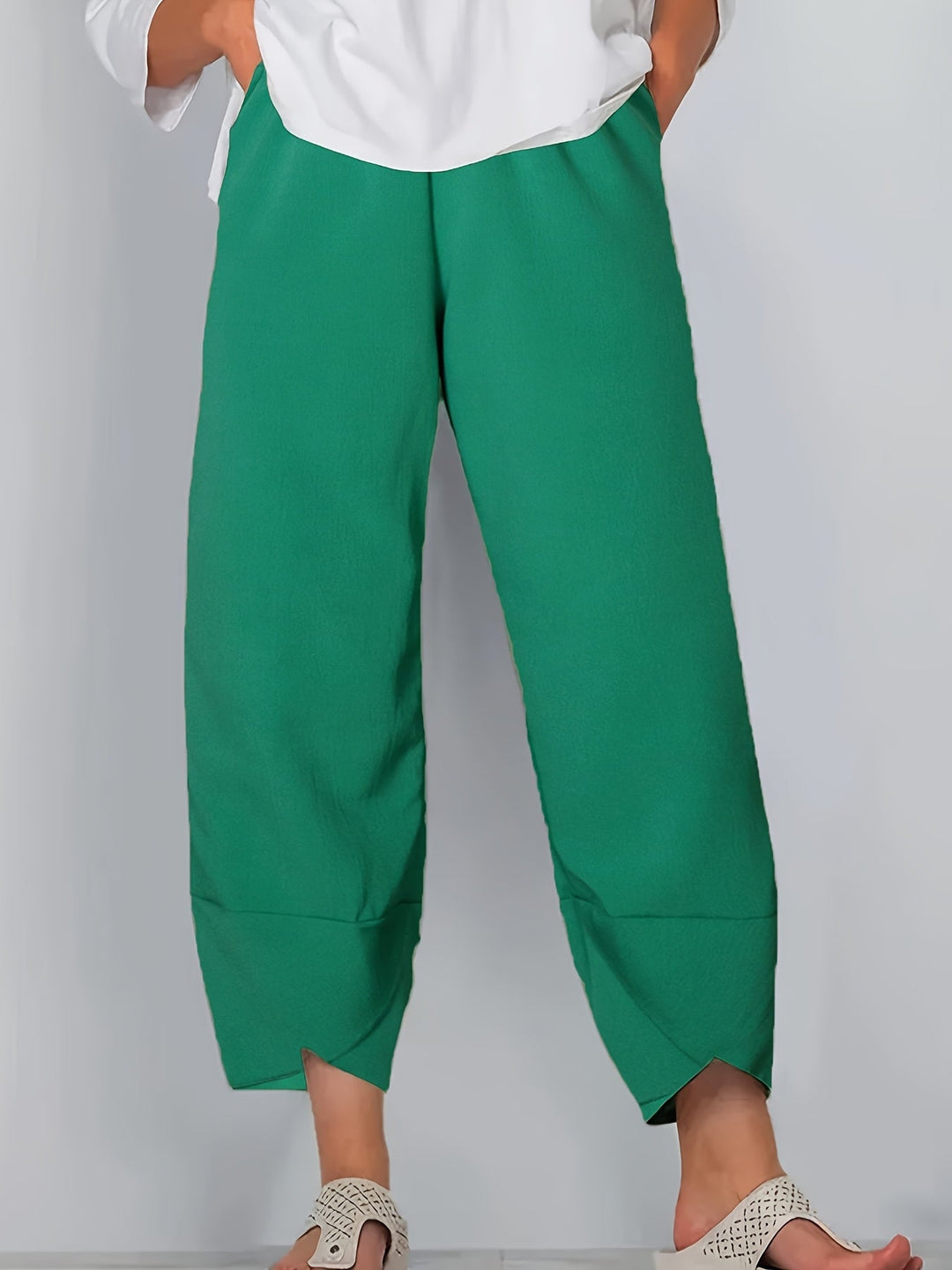 Anna - Asymmetric Hem Cropped Trousers