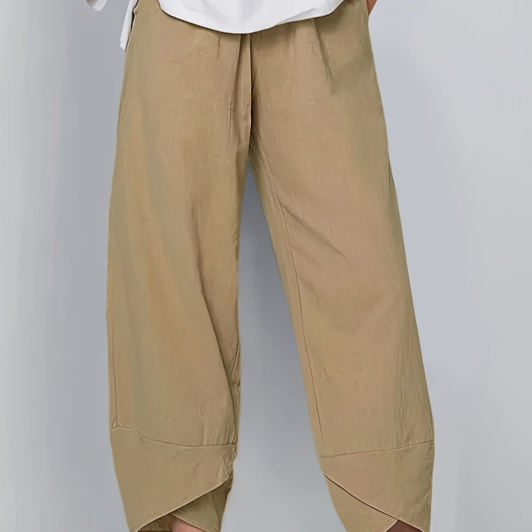 Anna - Asymmetric Hem Cropped Trousers
