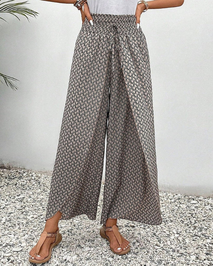 Julia - Printed Smocked Waist Trousers