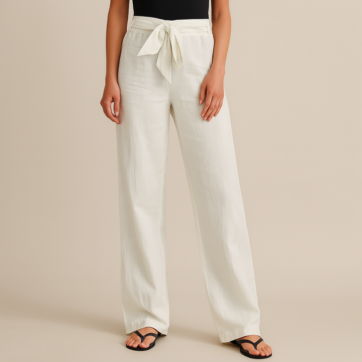 Stella - Elegant Tie Waist Linen Pants
