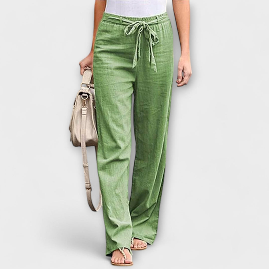 Hannah - Linen Tie-Waist Wide-Leg Trousers