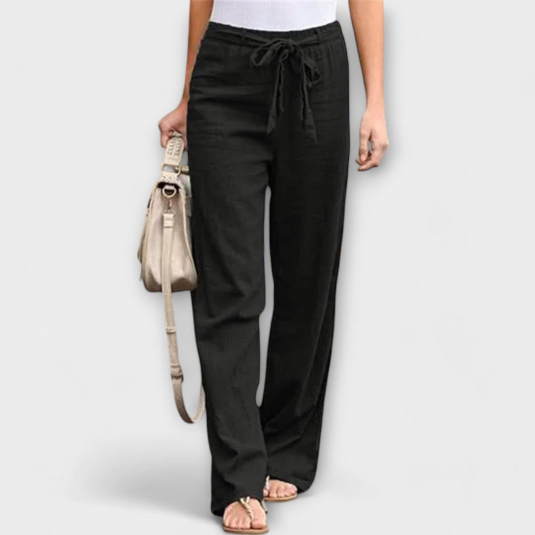 Hannah - Linen Tie-Waist Wide-Leg Trousers