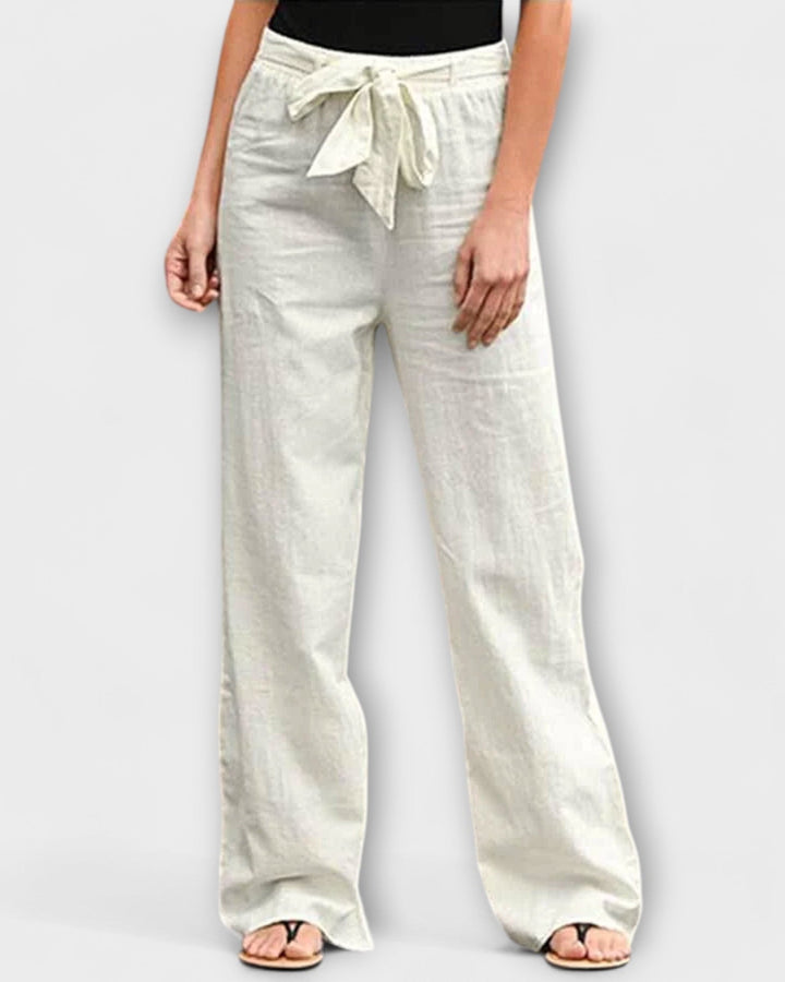 Hannah - Linen Tie-Waist Wide-Leg Trousers