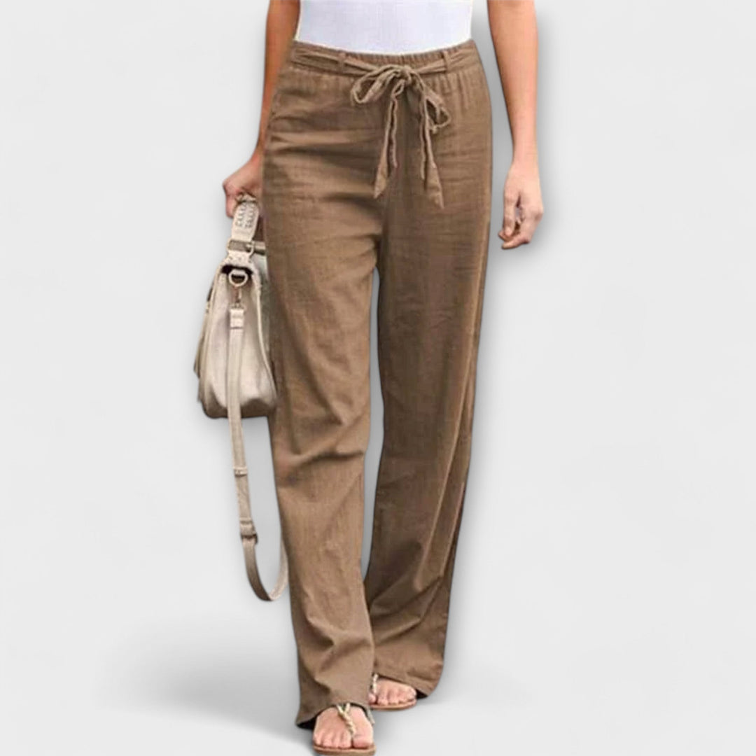 Ivy - Tie-Waist Wide-Leg Trousers