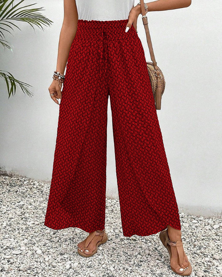 Julia - Printed Smocked Waist Trousers