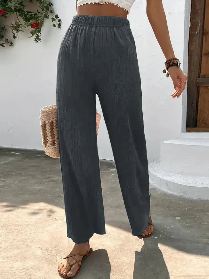 Olivia - Navy Breeze Wide-Leg Trousers