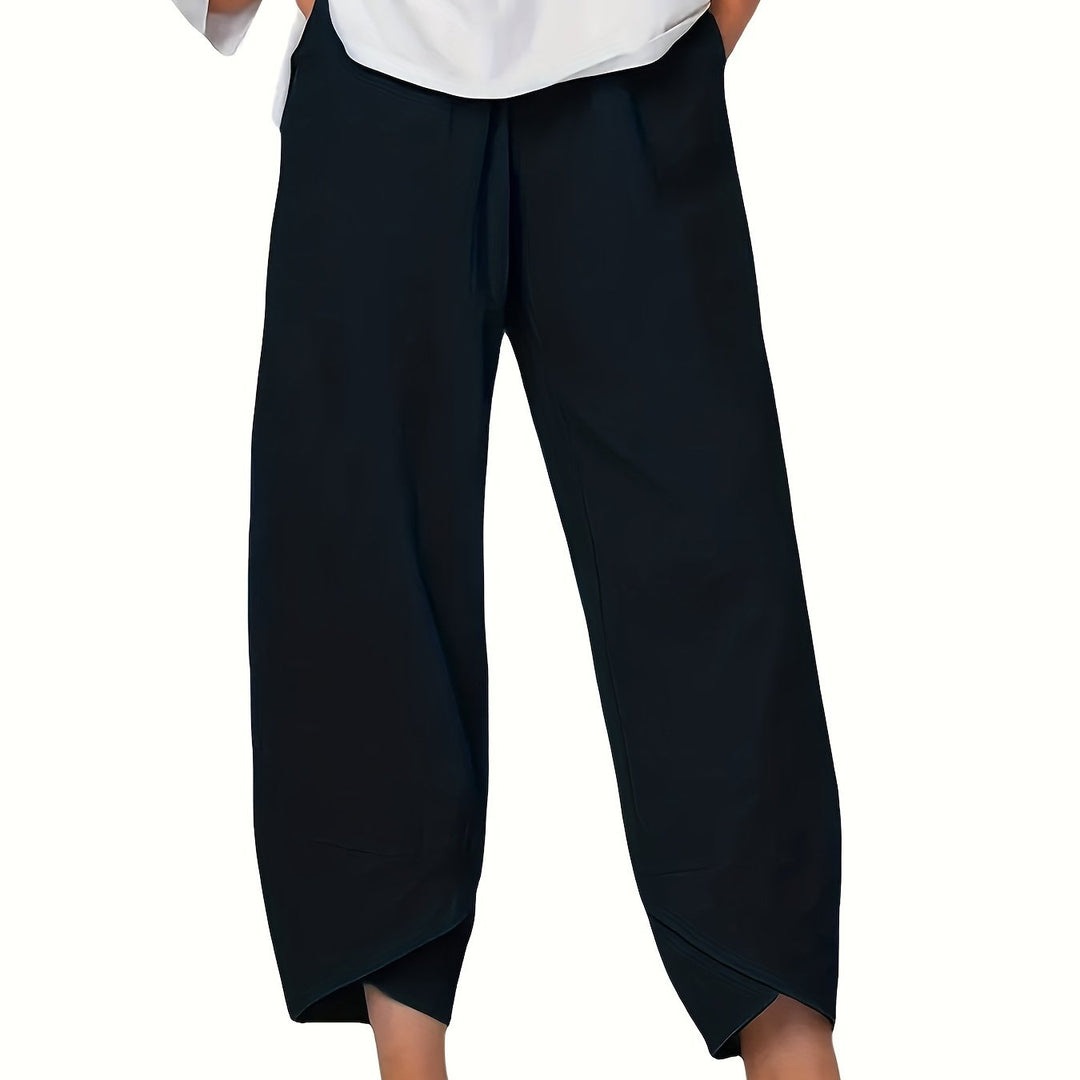 Anna - Asymmetric Hem Cropped Trousers