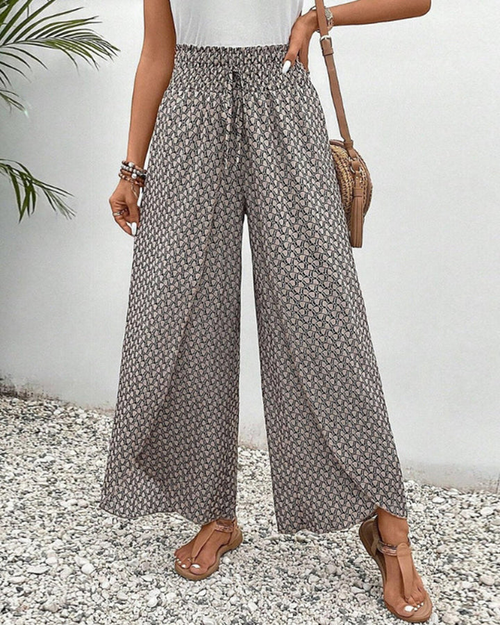 Julia - Printed Smocked Waist Trousers