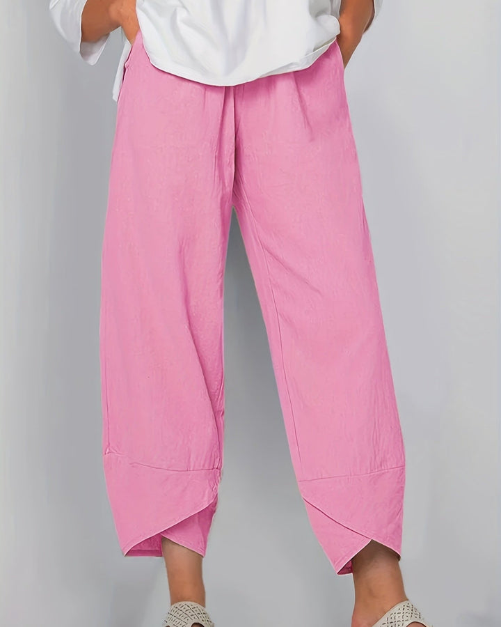 Anna - Asymmetric Hem Cropped Trousers