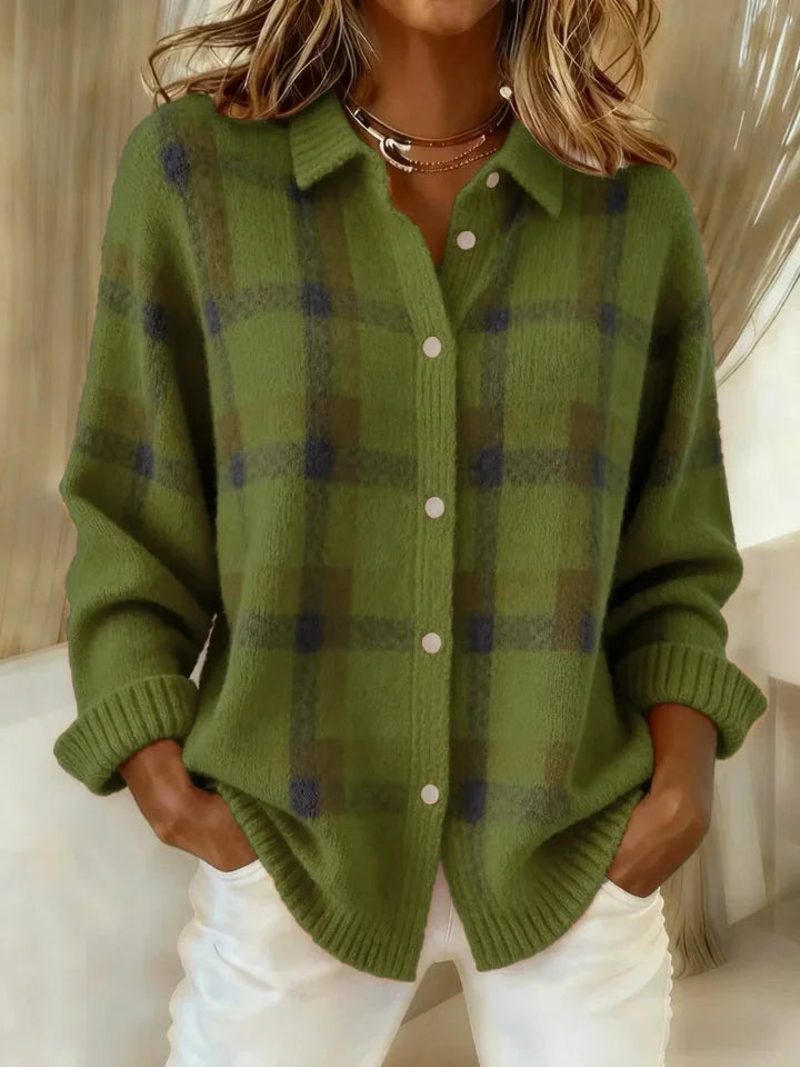 Ruthie | Cozy Plaid Knit Cardigan