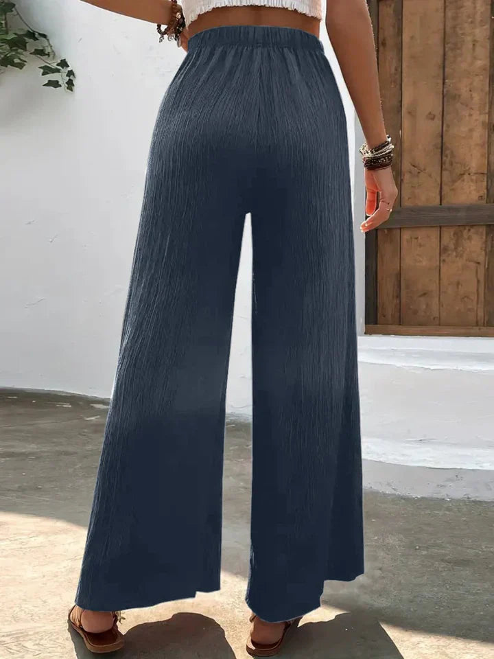 Olivia - Navy Breeze Wide-Leg Trousers