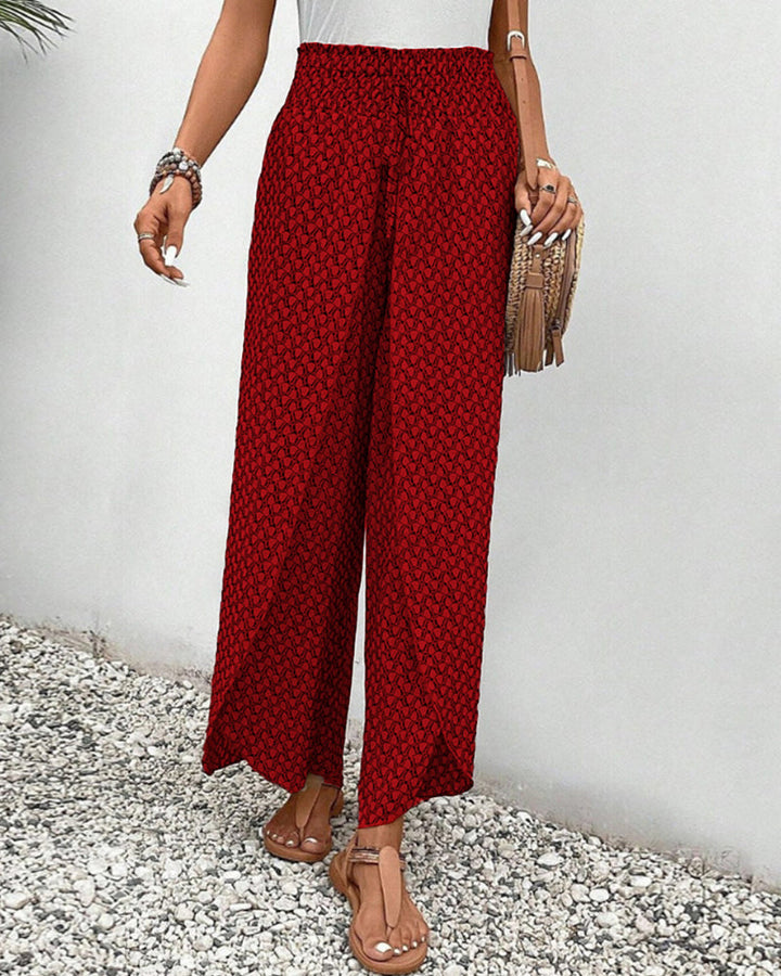 Julia - Printed Smocked Waist Trousers