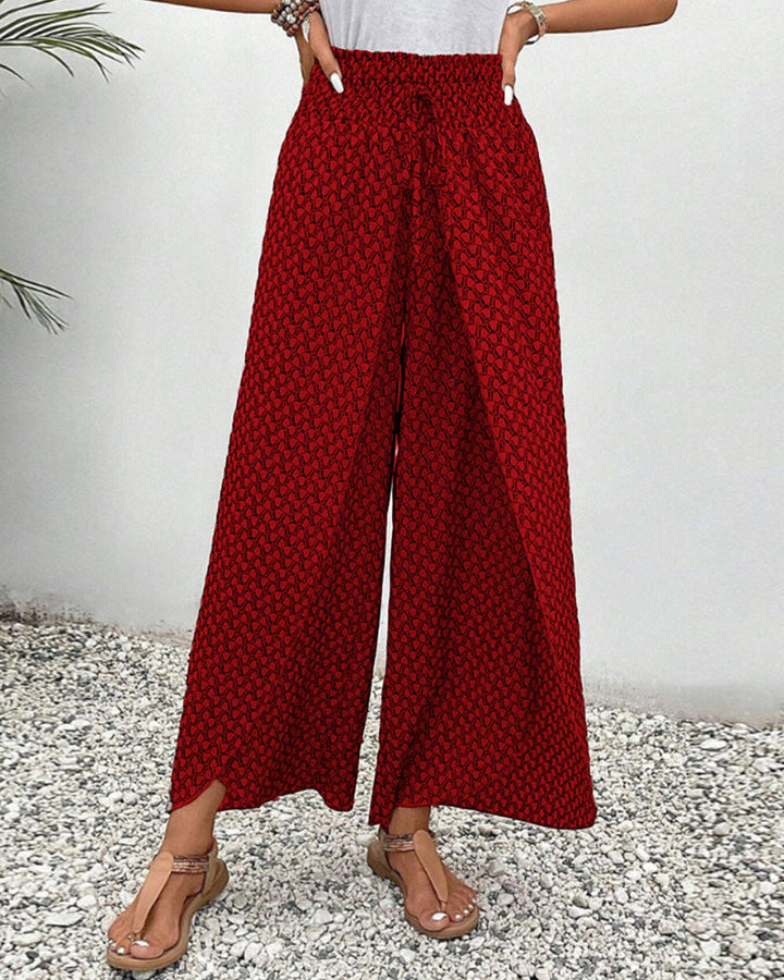 Julia - Printed Smocked Waist Trousers